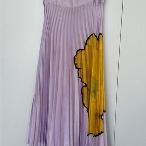 Zara Lavender Pleated Skirt with Yellow Floral Design
